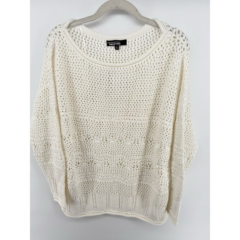 Free As A Bird Sweater Women’s Size Small Crochet White  Shirt New With Tag